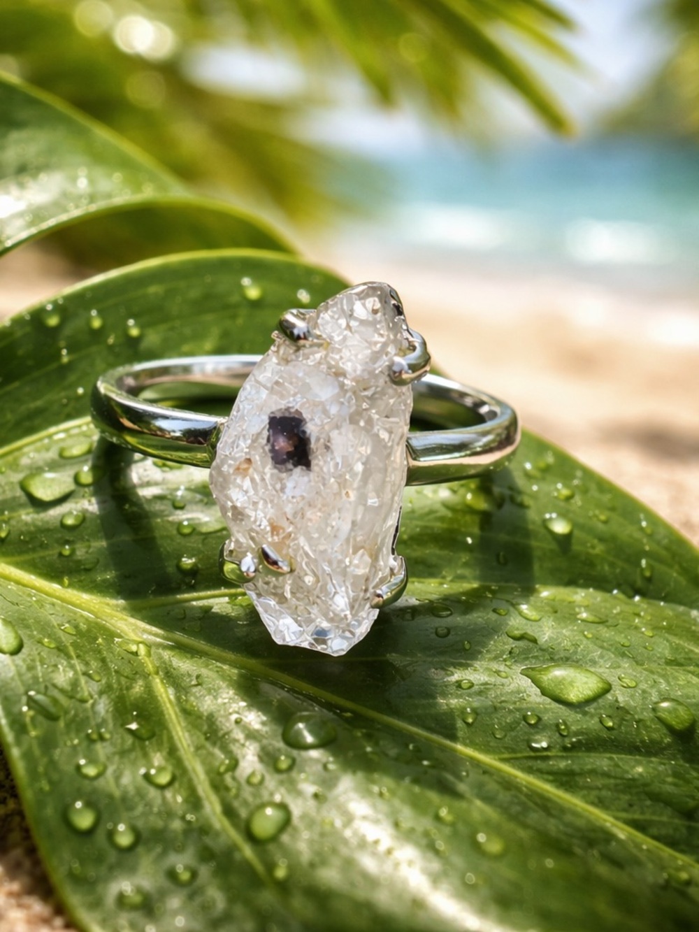 Hyalite Opal Ring